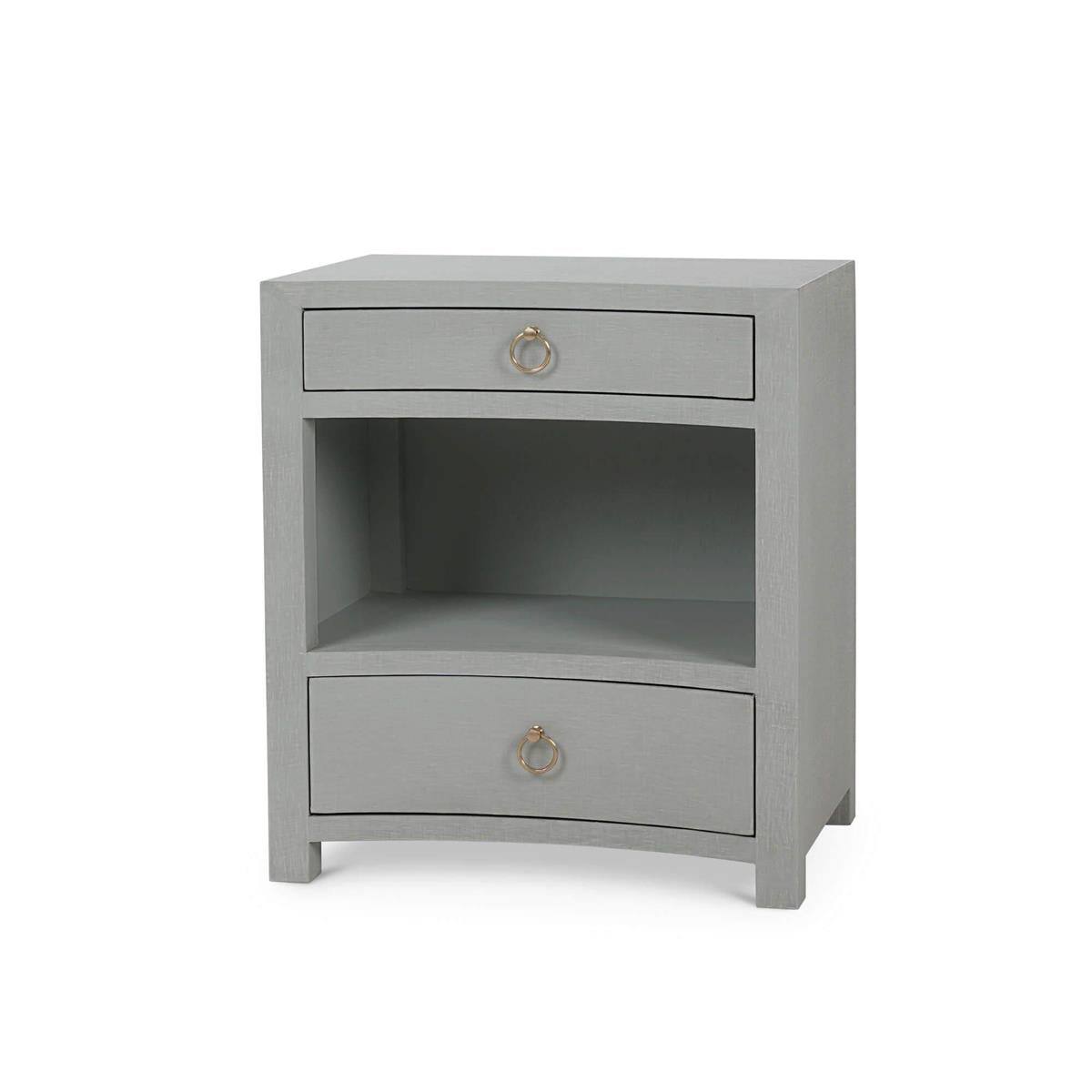 Bramble Mornington Open Shelf Bedside Table Linen Wrapped — Linen Pale Blue * lightly sanded to give a light weathered appearance.