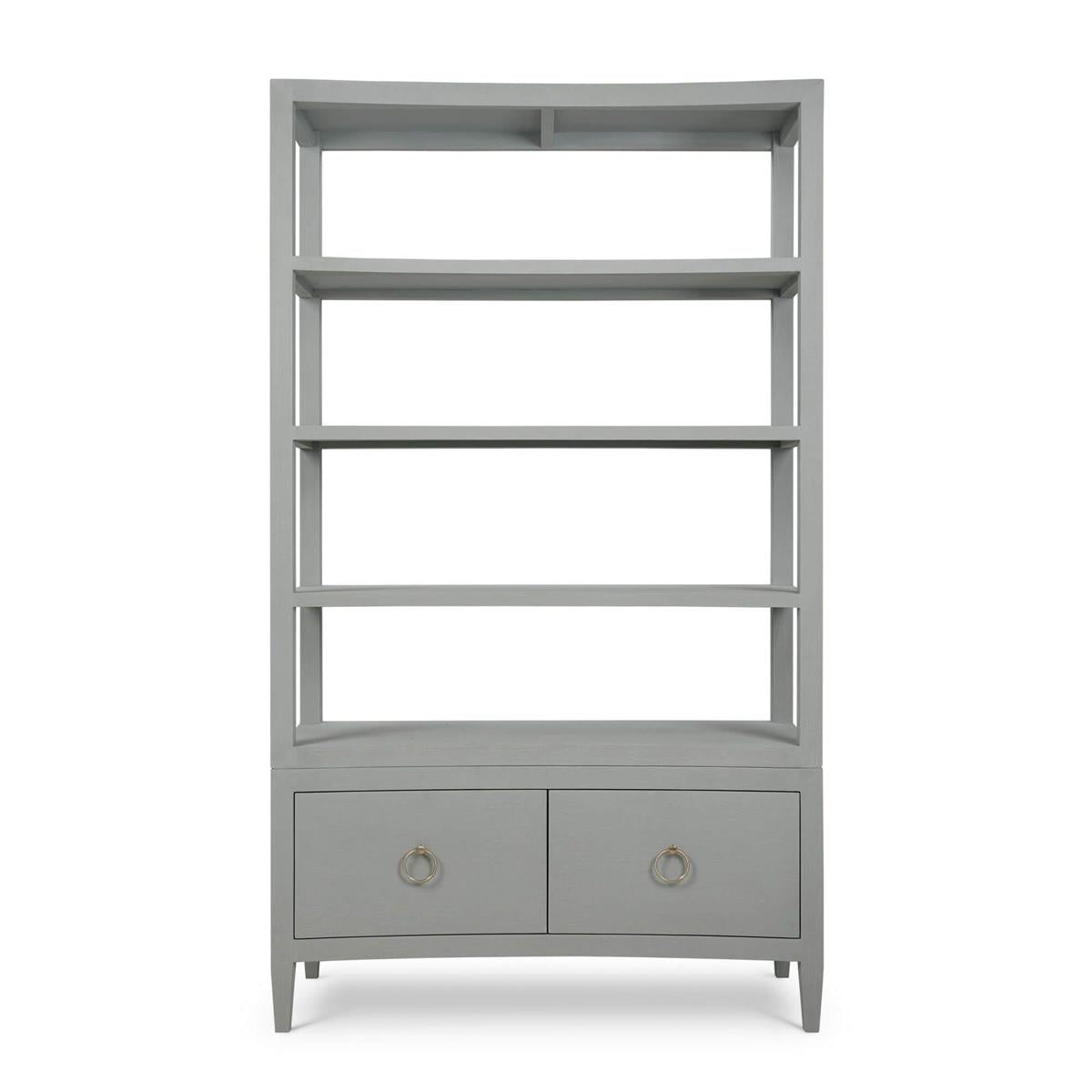 Bramble Westminster Concave Shelving Unit Linen Wrapped — Linen Pale Blue * lightly sanded to give a light weathered appearance.