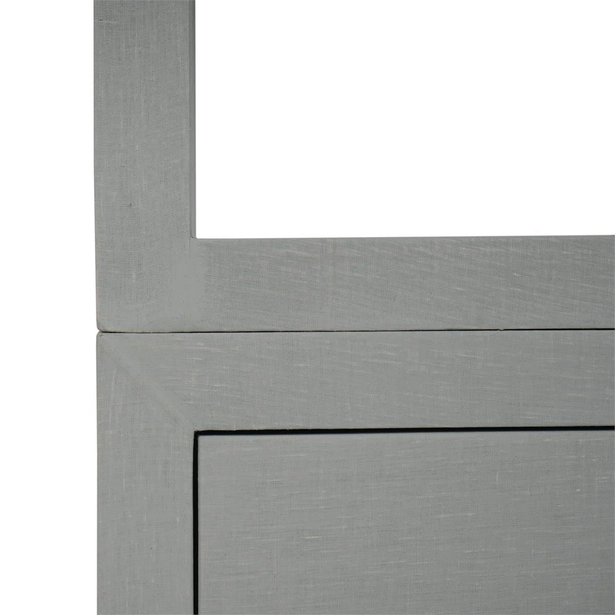 Bramble Westminster Concave Shelving Unit Linen Wrapped — Linen Pale Blue * lightly sanded to give a light weathered appearance.