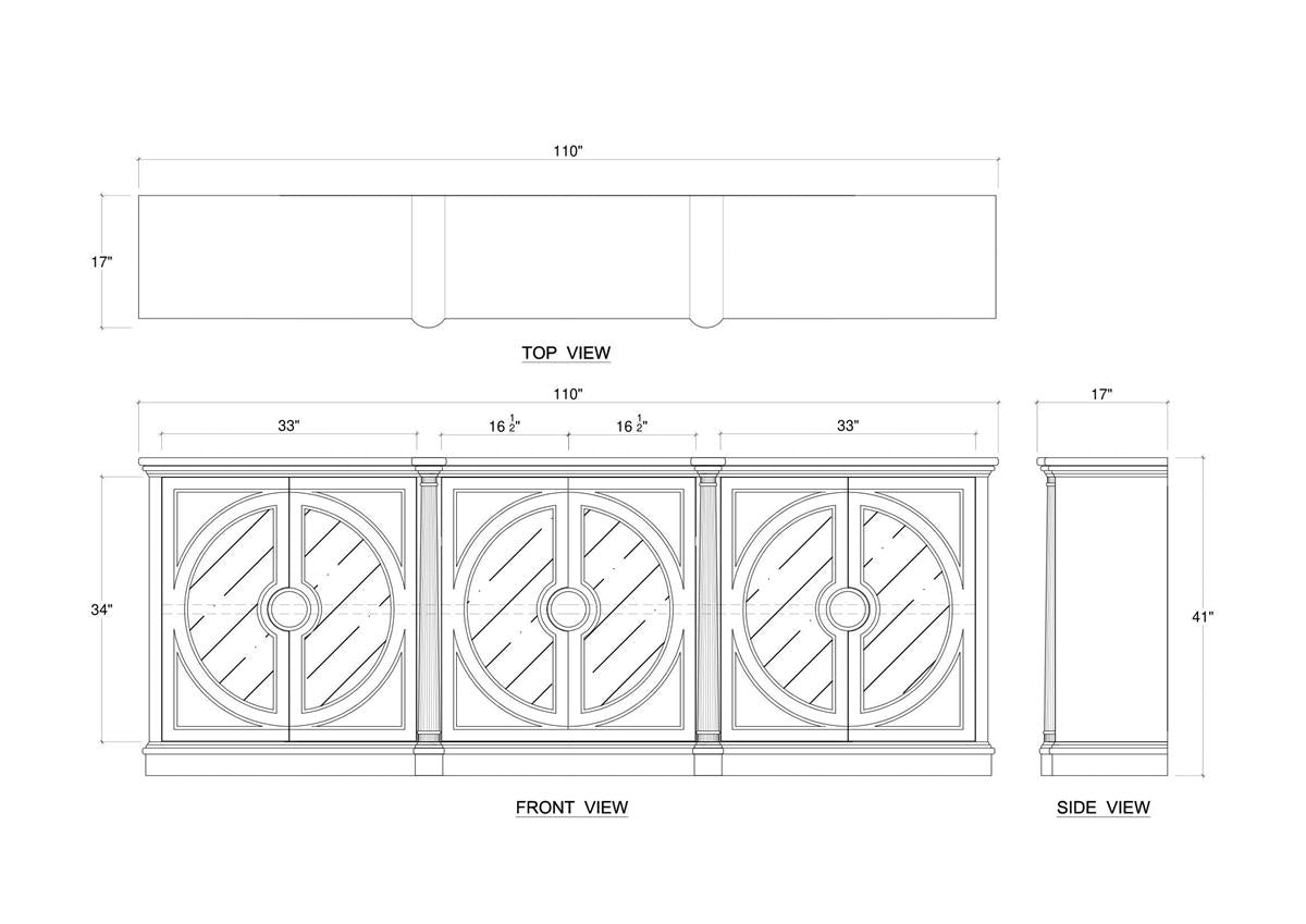 Bramble Pimlico 6 Door Sideboard — Grey Charleston / True White *