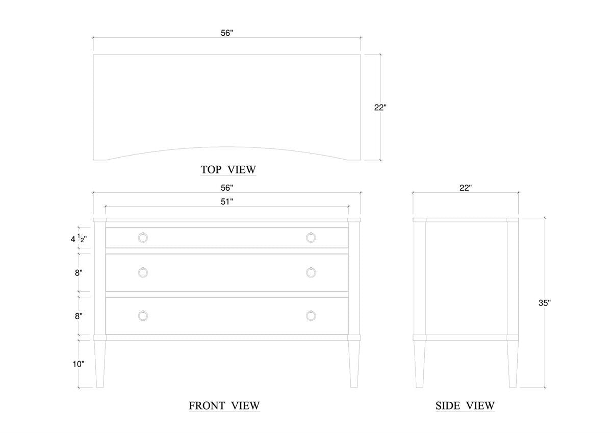 Bramble Bow 3 Drawer Chest — Antique French Oak