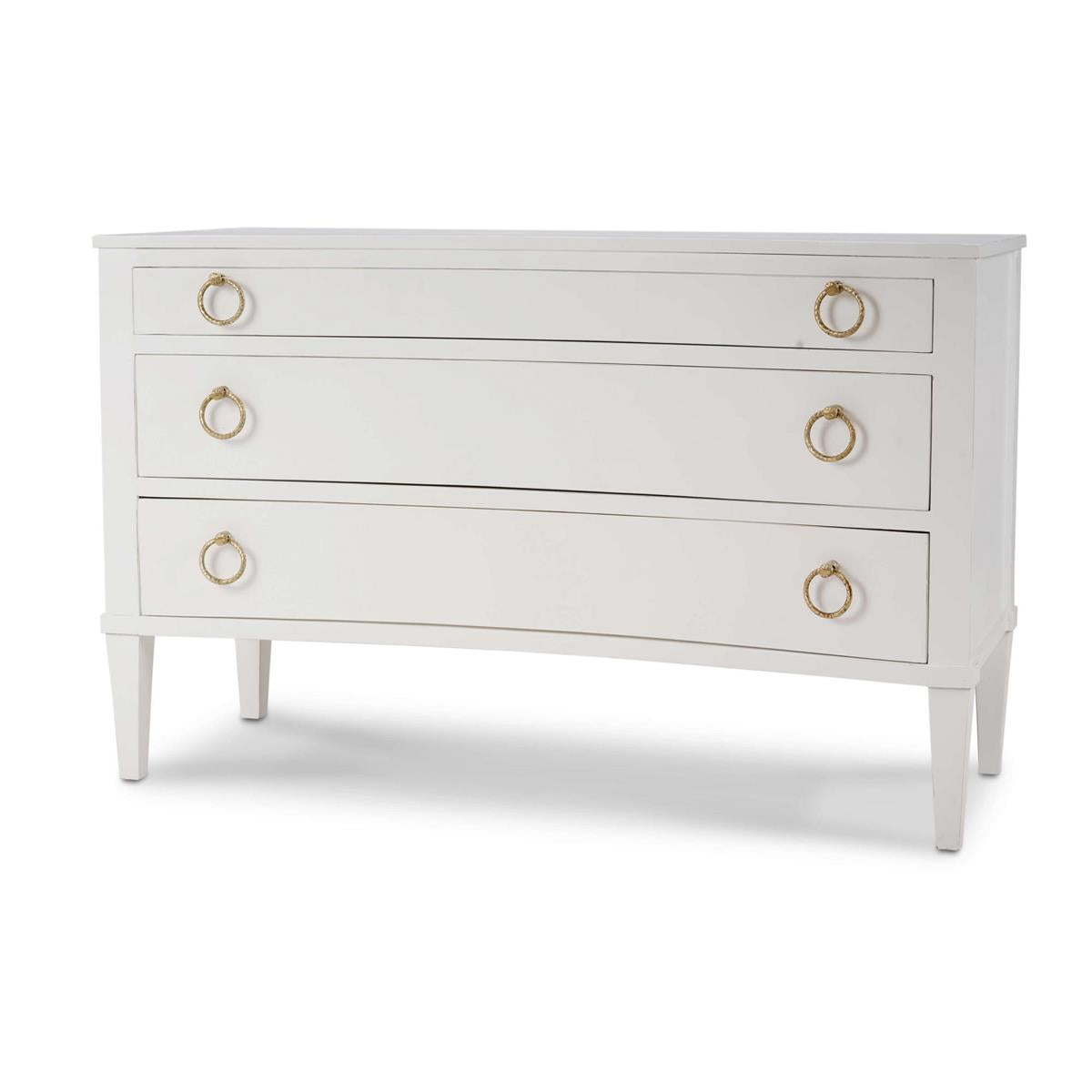 Bramble Bow 3 Drawer Chest — Architectural White / Light Distressed
