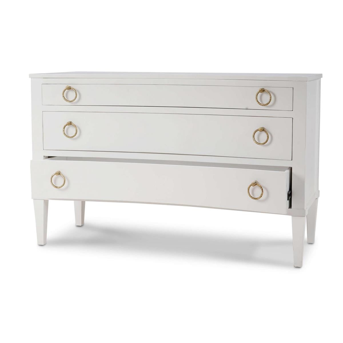 Bramble Bow 3 Drawer Chest — Architectural White / Light Distressed