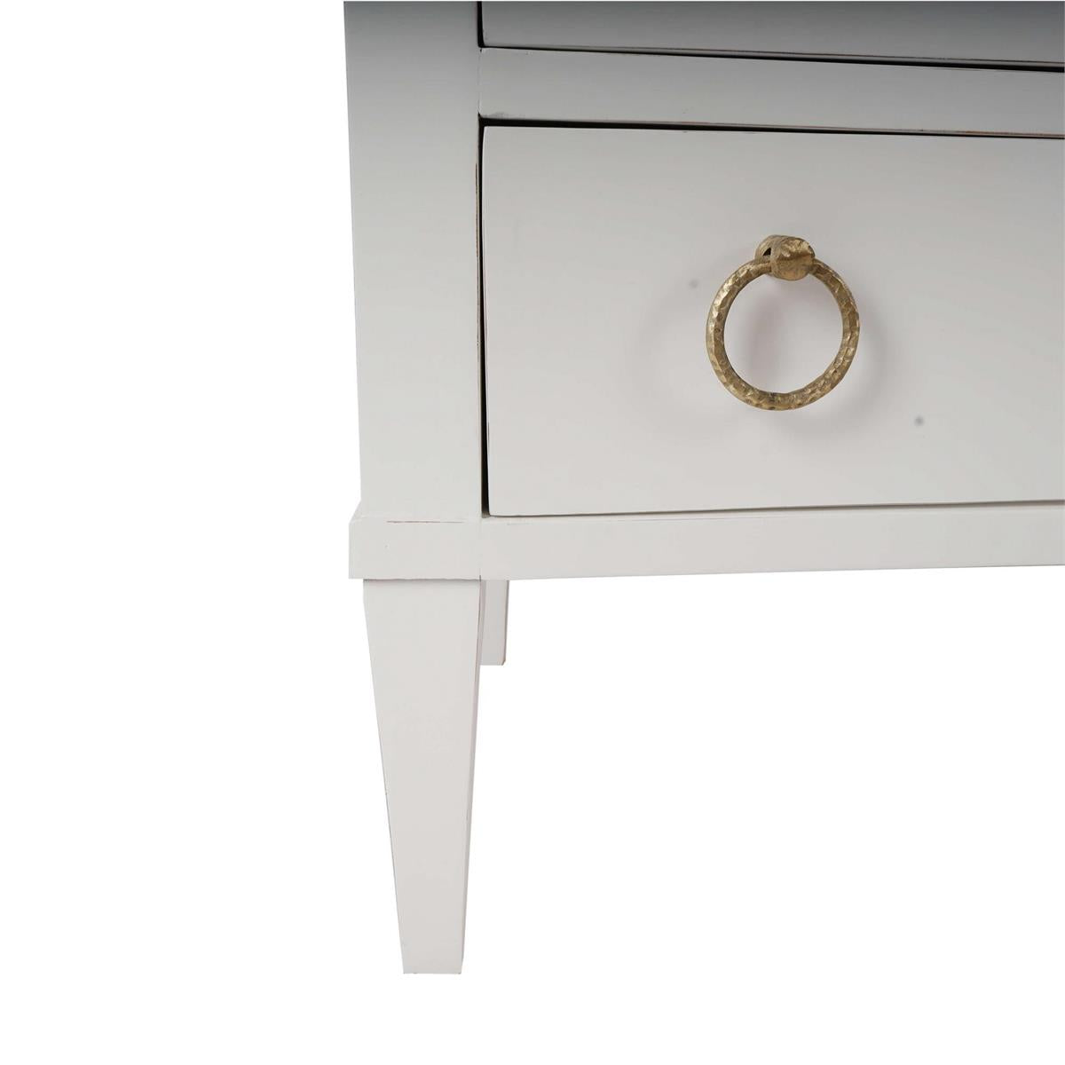 Bramble Bow 3 Drawer Chest — Architectural White / Light Distressed