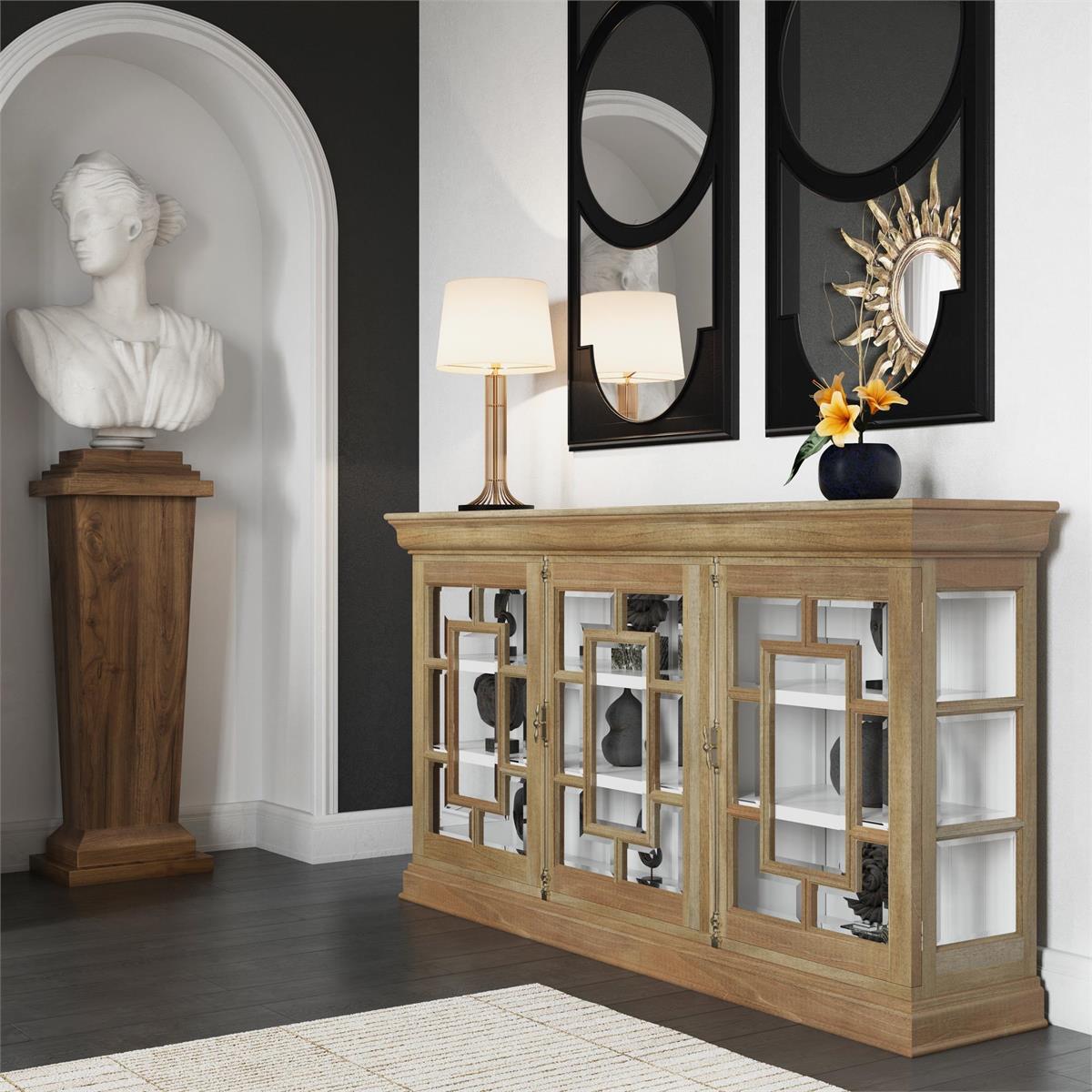 Bramble Bruges 3 Door Credenza — Fruit Wood / True White *