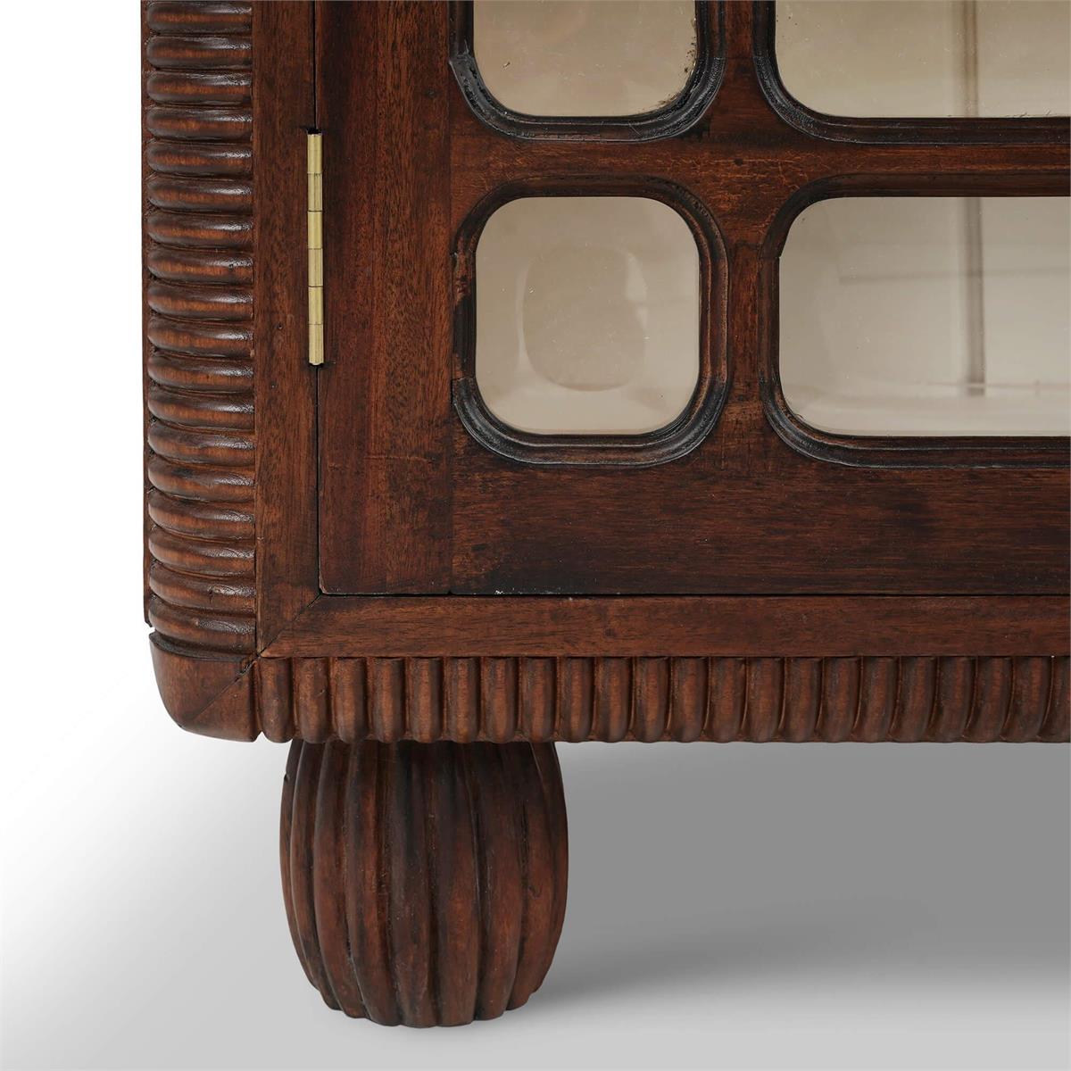 Bramble Toulouse Glass Display Cabinet — Matt Teak Brown / Putty