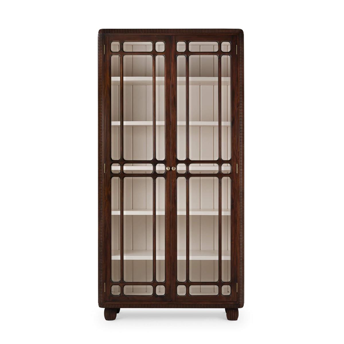 Bramble Toulouse Glass Display Cabinet — Matt Teak Brown / Putty