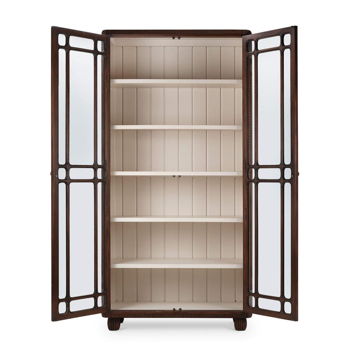 Bramble Toulouse Glass Display Cabinet — Matt Teak Brown / Putty