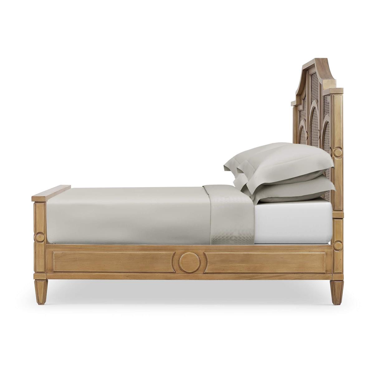 Bramble Chalfont Rattan Bed King — Antique French Oak / Rattan Glaze
