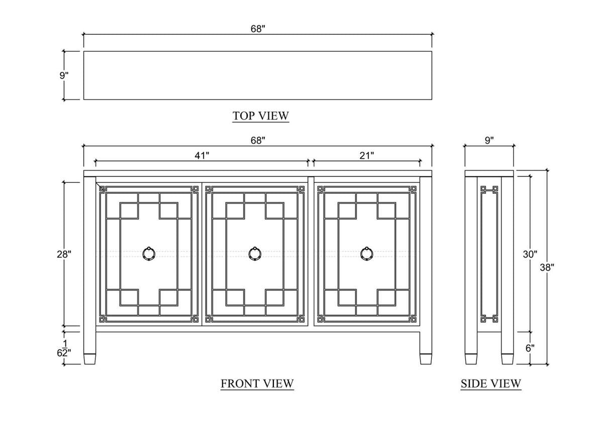 Bramble Knightsbridge Narrow 3 Door Sideboard — Fruit Wood