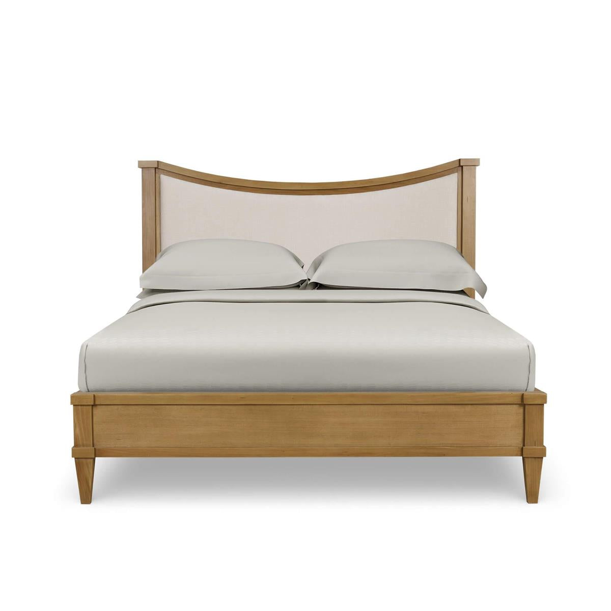 Bramble Bow Queen Bed Upholstery — Antique French Oak / Thames Natural