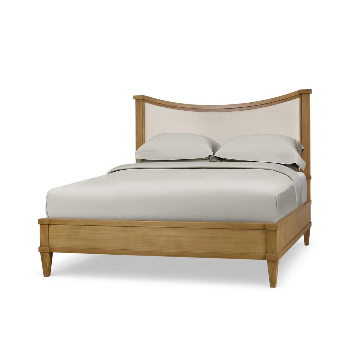 Bramble Bow Queen Bed Upholstery — Antique French Oak / Thames Natural
