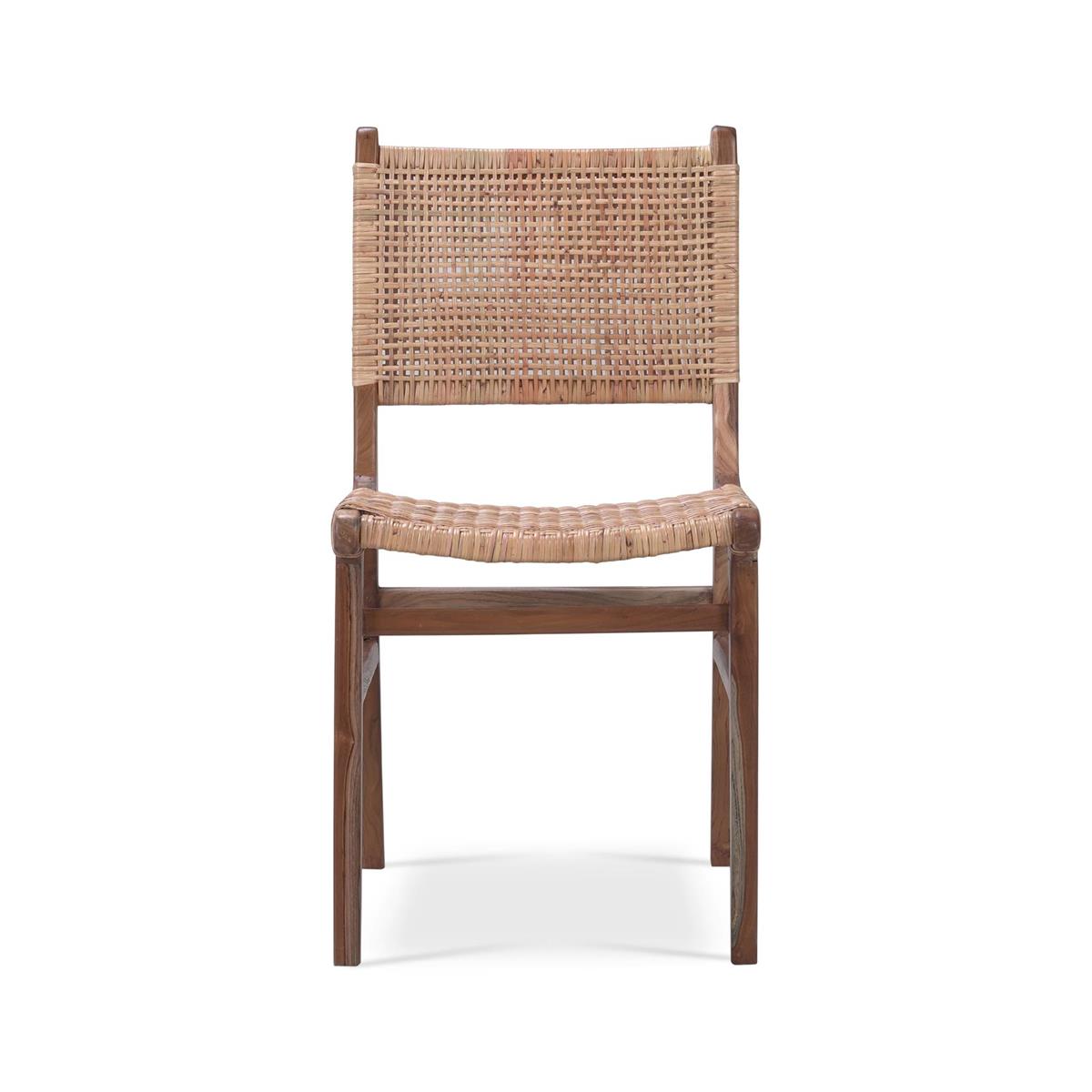 Bramble Logan Dining Chair w/ Rattan — Teak Rust Natural / Rattan Natural