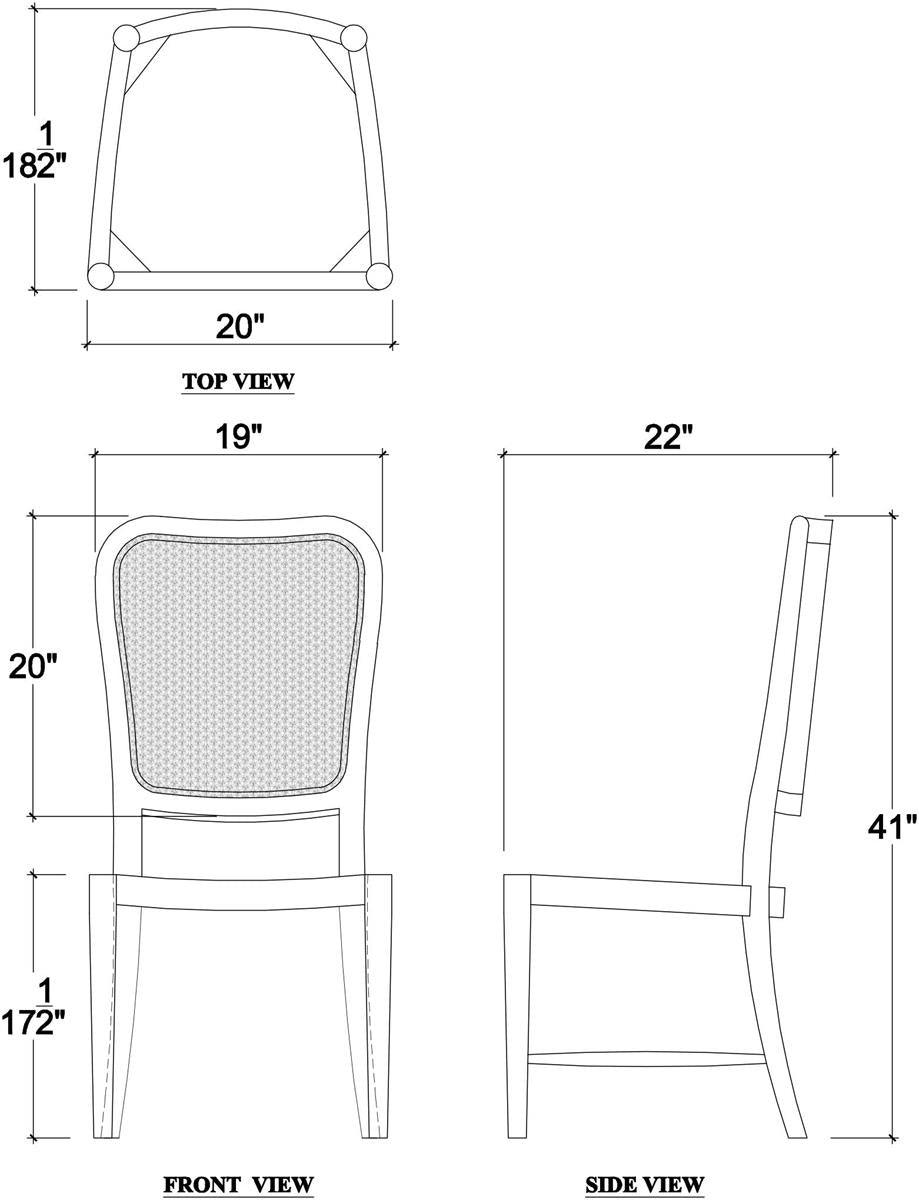 Bramble Laurna Upholstered Teak Dining Chair w/ Rattan Back — Teak White Wash / Espresso Brown Velvet