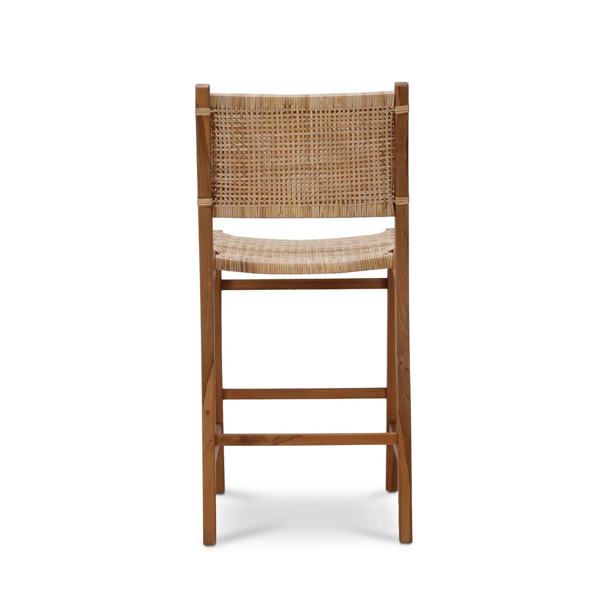 Bramble Logan Counter Stool w/ Rattan — Teak Rust Natural / Rattan Natural