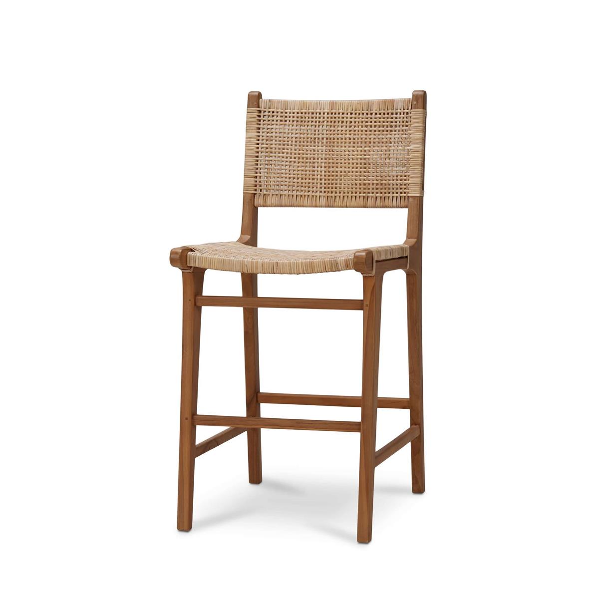Bramble Logan Counter Stool w/ Rattan — Teak Rust Natural / Rattan Natural