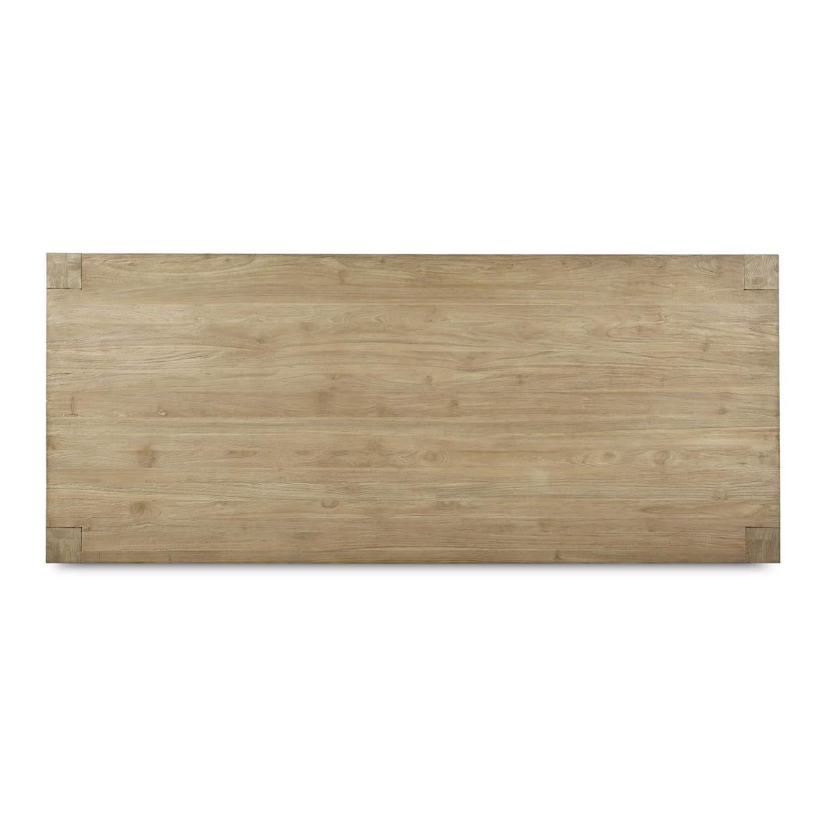 Bramble Tuscan Rustic Distressed Teak Dining Table 96'' — Teak Natural
