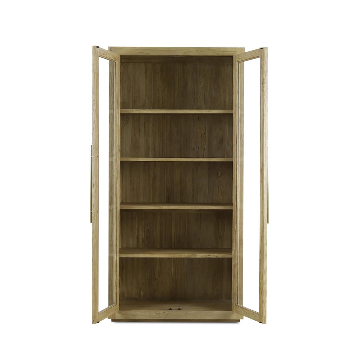 Bramble Tuscan Rustic Distressed Teak Display Cabinet — Teak Natural