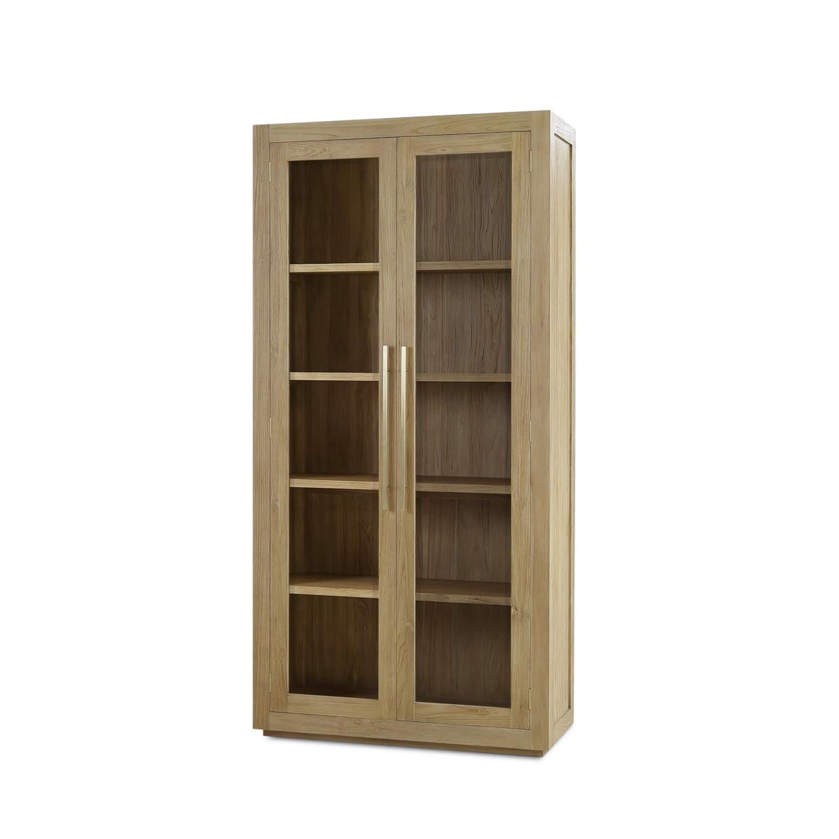 Bramble Tuscan Rustic Distressed Teak Display Cabinet — Teak Natural