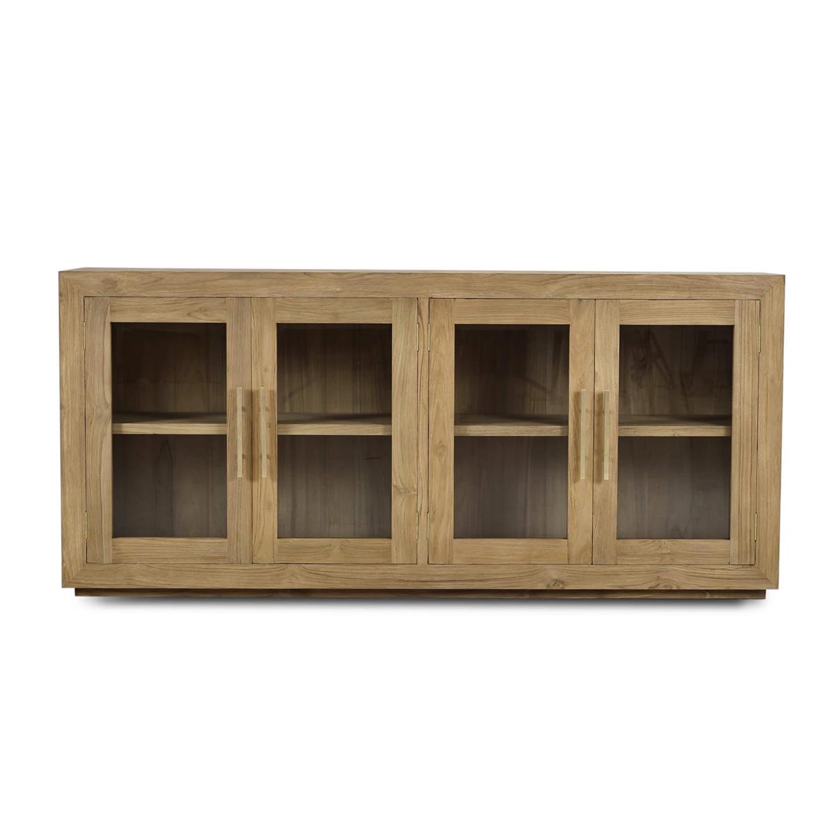 Bramble Tuscan Rustic Distressed Teak 4 Door Sideboard — Teak Natural