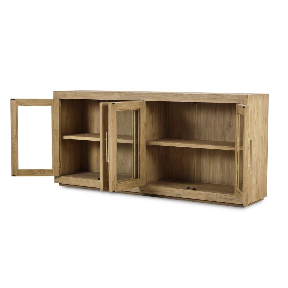 Bramble Tuscan Rustic Distressed Teak 4 Door Sideboard — Teak Natural