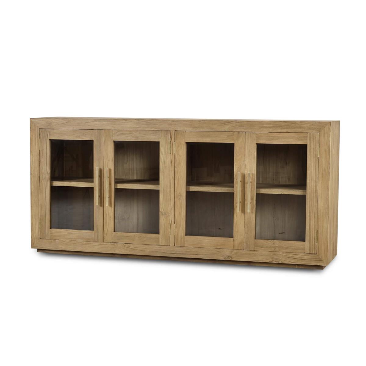 Bramble Tuscan Rustic Distressed Teak 4 Door Sideboard — Teak Natural