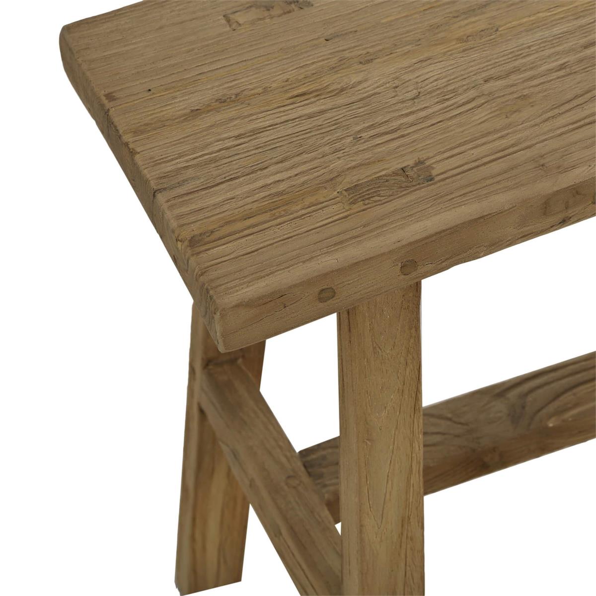 Bramble Tuscan Rustic Distressed Teak Stool — Teak Natural