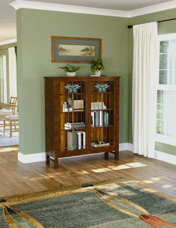 Stickley 125th Anniversary LaSalle Stained Glass Bookcase