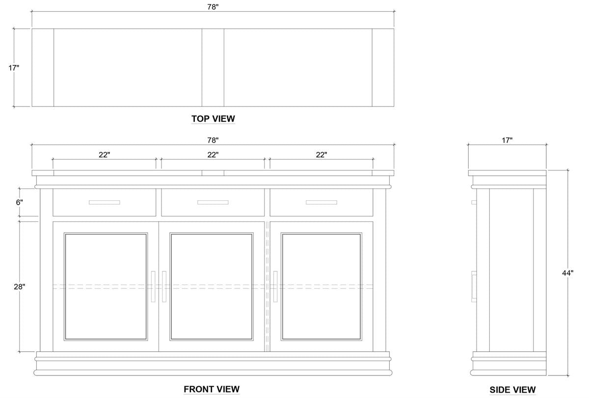 Bramble Williamson Sideboard w/ 3 Doors — Straw Wash