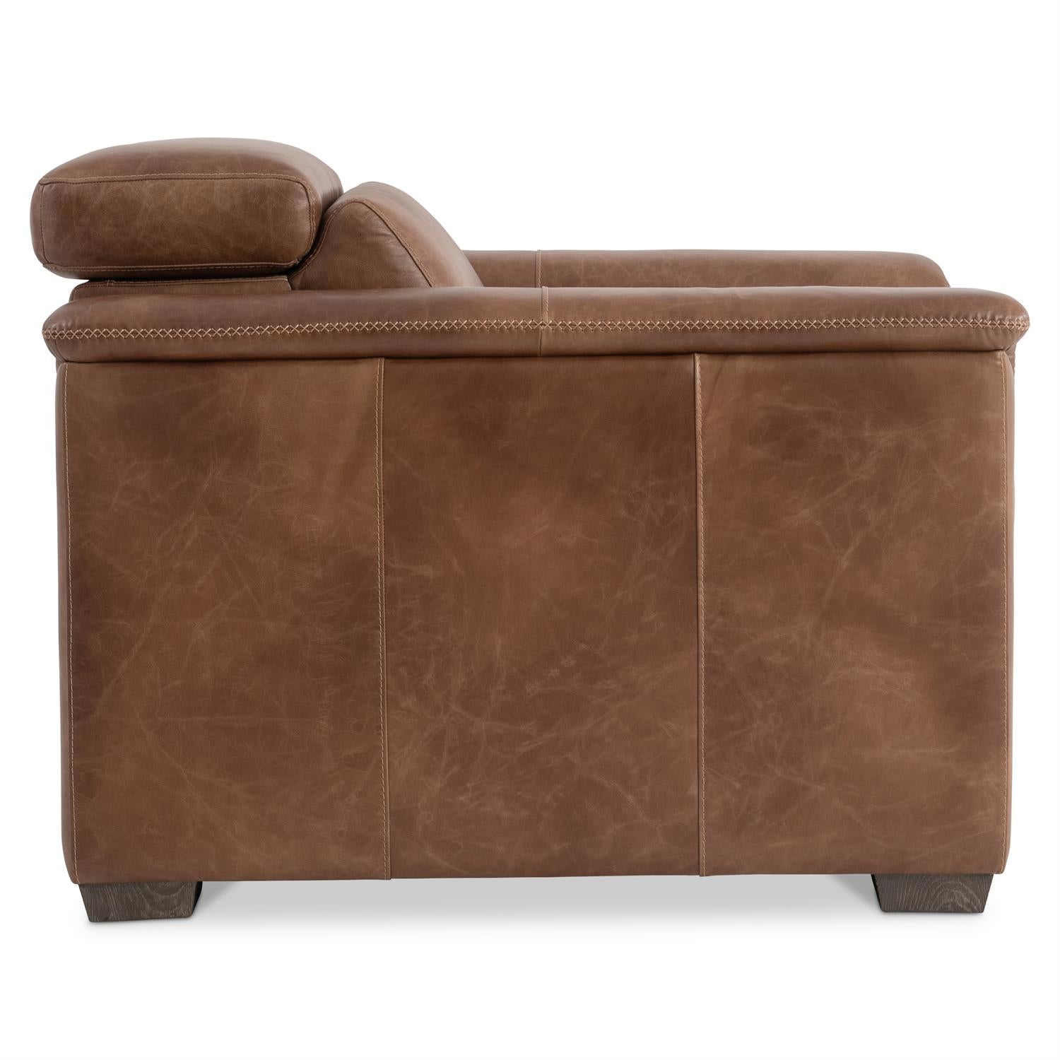 Bernhardt Lioni Leather Power Motion Chair — Vintage Brown