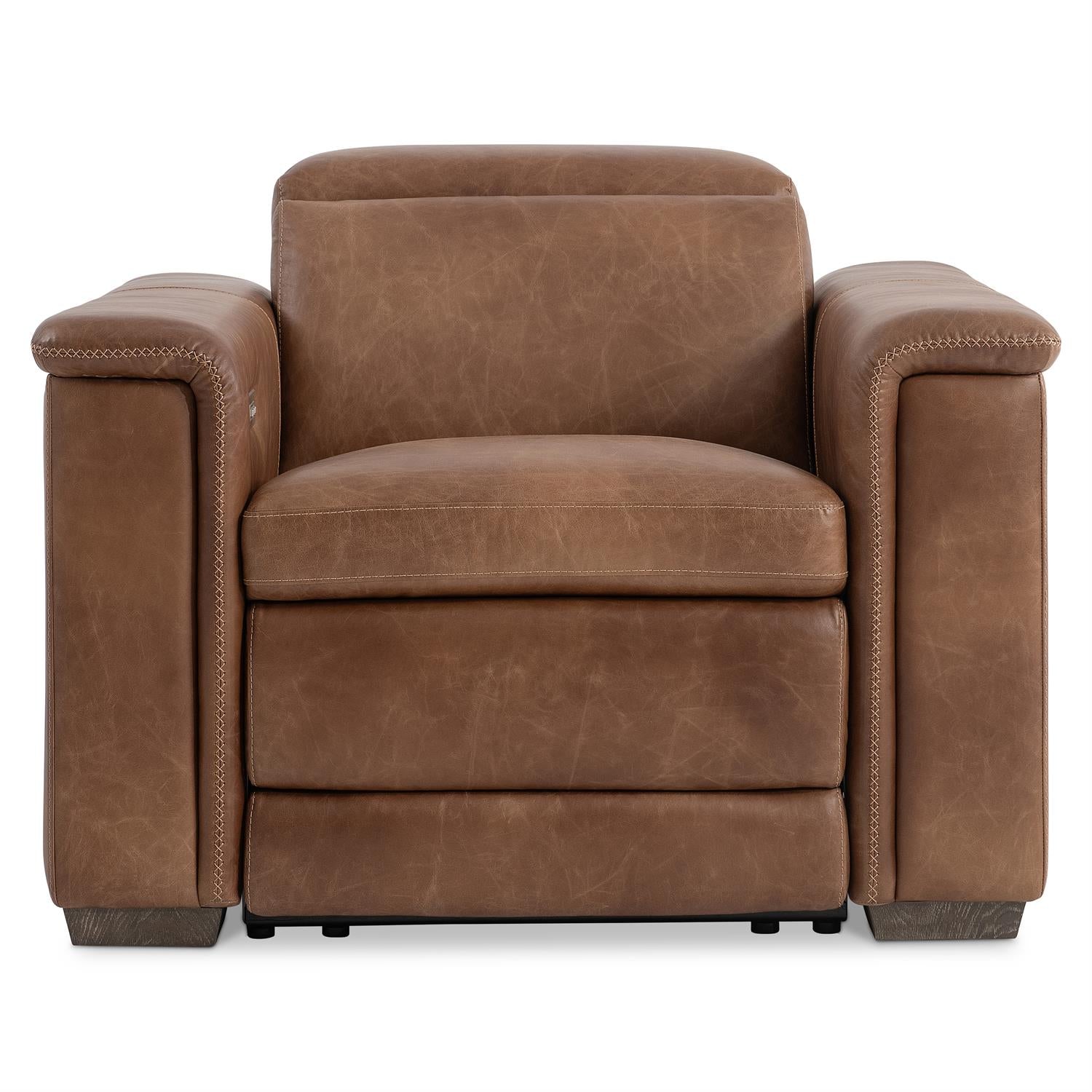 Bernhardt Lioni Leather Power Motion Chair — Vintage Brown