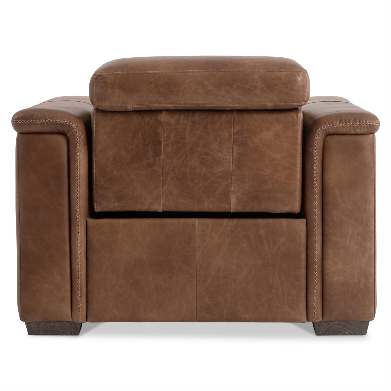 Bernhardt Lioni Leather Power Motion Chair — Vintage Brown
