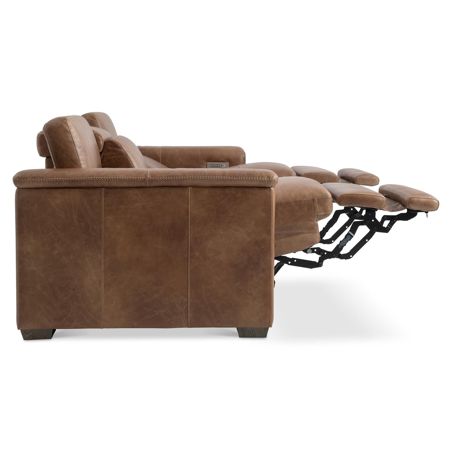 Bernhardt Lioni Leather Power Motion Sofa — Vintage Brown
