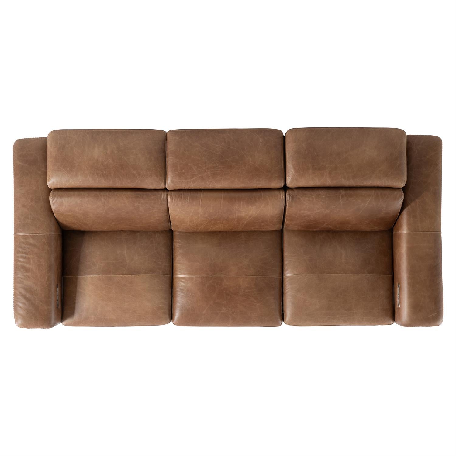 Bernhardt Lioni Leather Power Motion Sofa — Vintage Brown