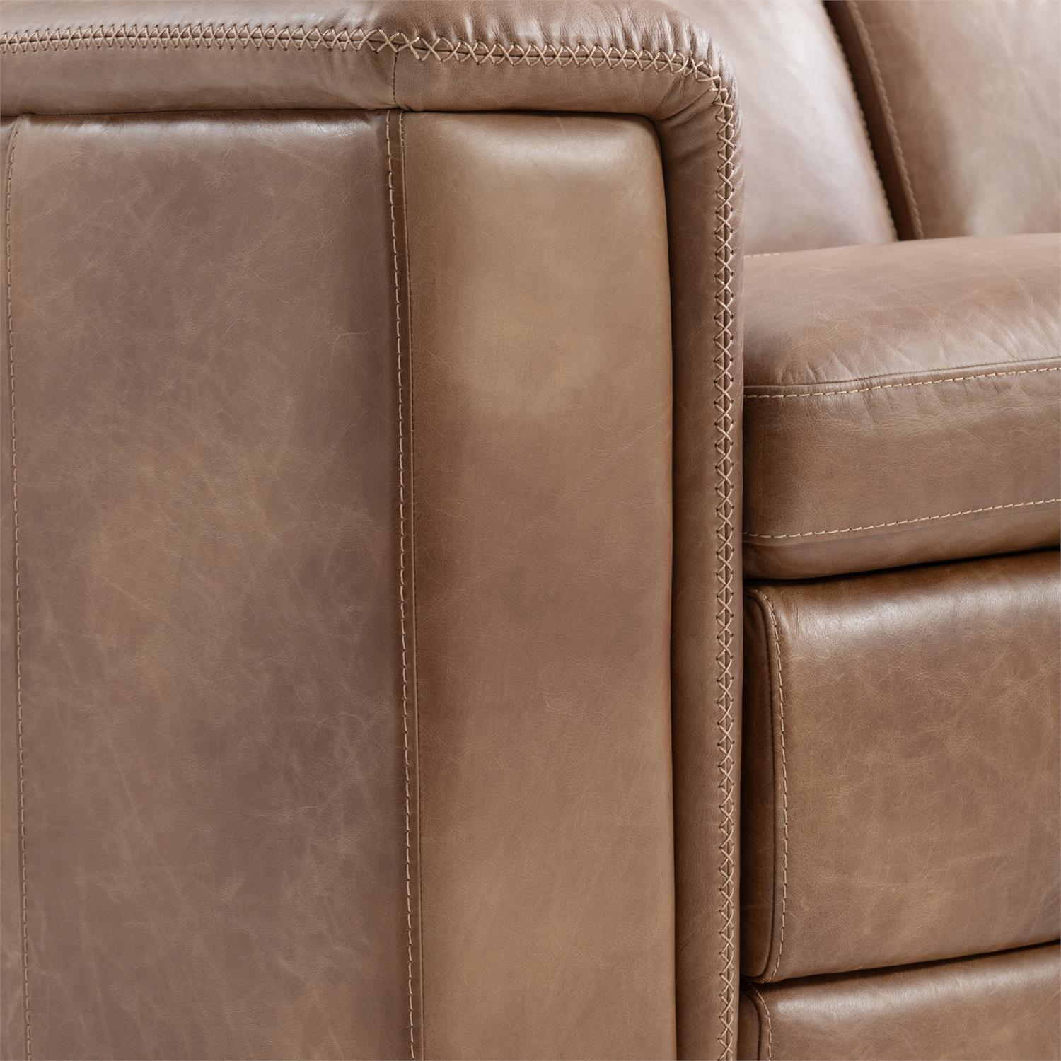 Bernhardt Lioni Leather Power Motion Sofa — Vintage Brown