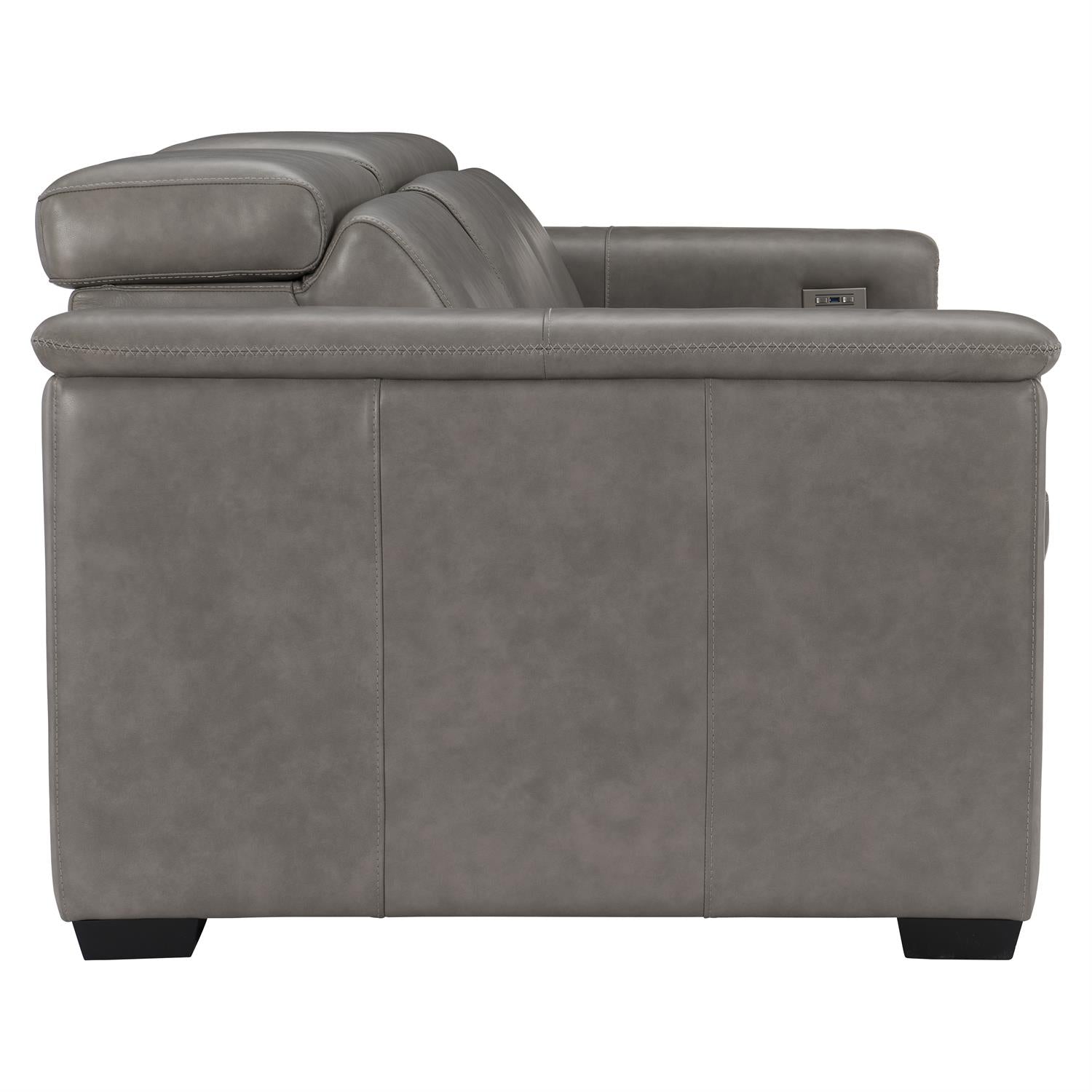 Bernhardt Lioni Leather Power Motion Sofa — Gray