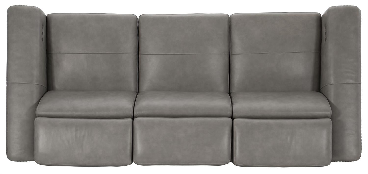 Bernhardt Lioni Leather Power Motion Sofa — Gray