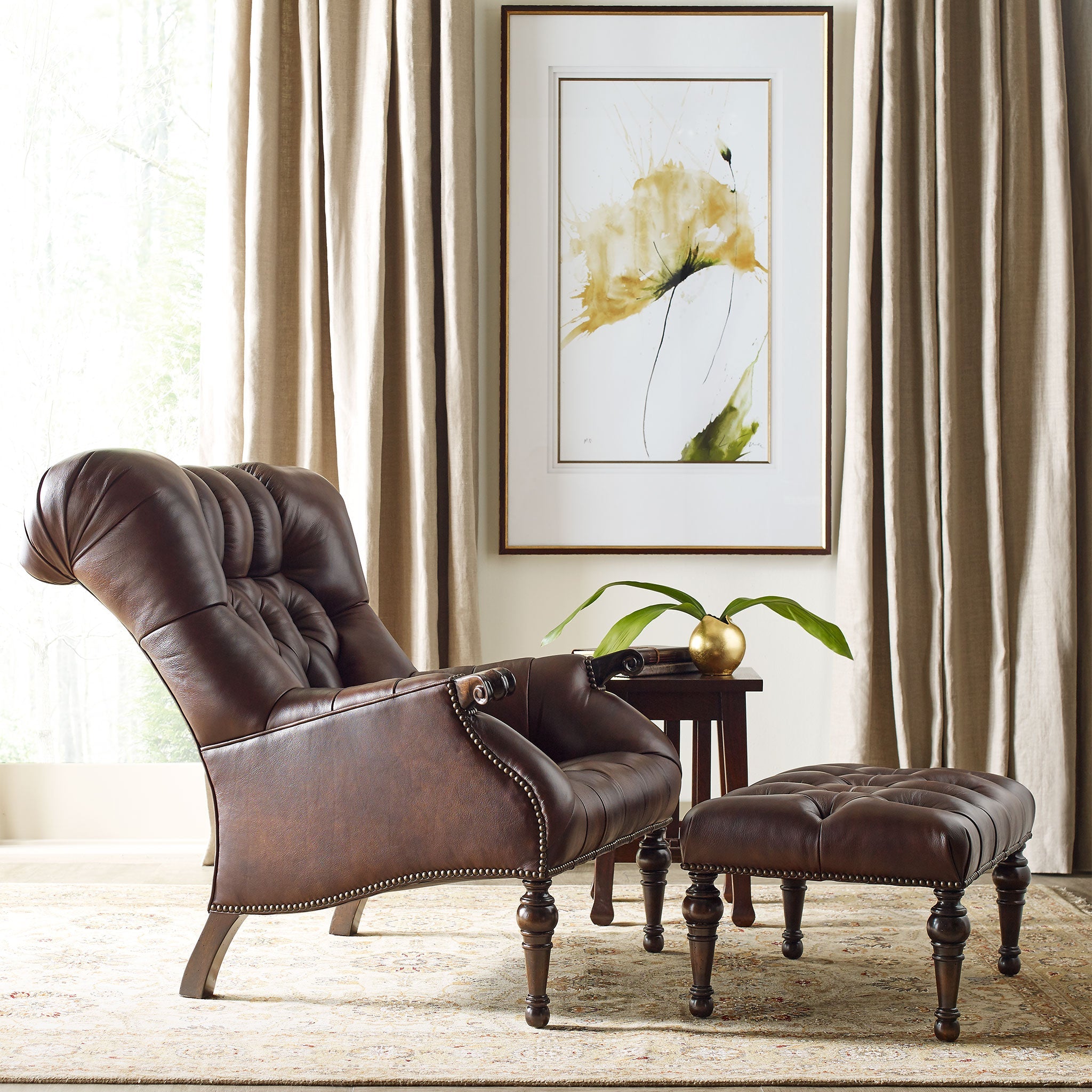 Stickley Leopold's Chair & Ottoman Set — Rialto Coffee lifestyle