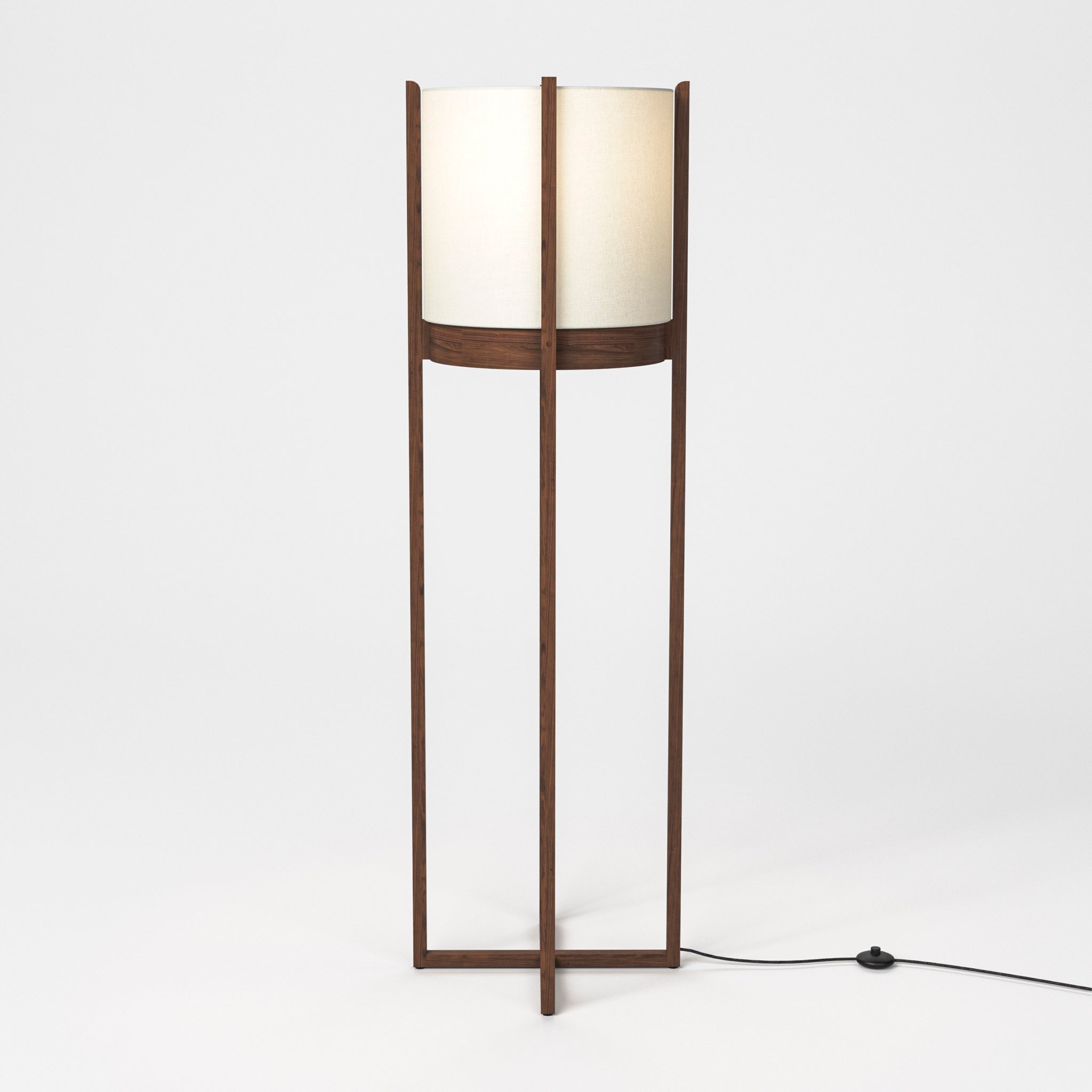 Stickley Walnut Grove Inset Shade Floor Lamp — Walnut Grove Inset Shade Floor Lamp Light On Cord Front