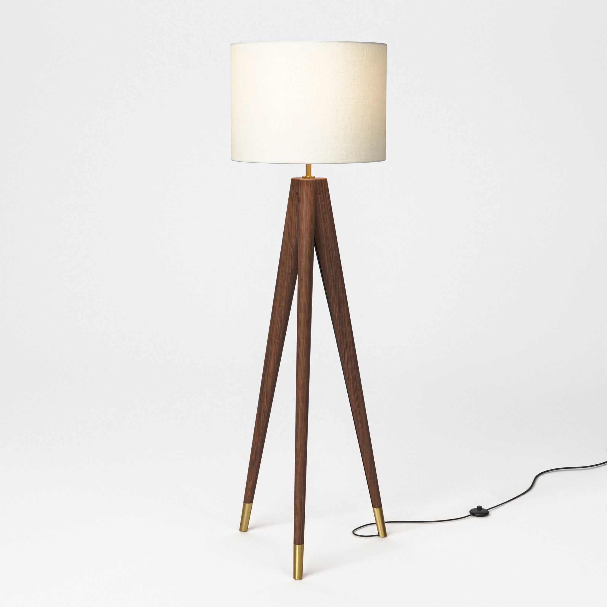 Stickley Walnut Grove Tripod Floor Lamp — Walnut Grove Tripod Floor Lamp Light On Cord Angle