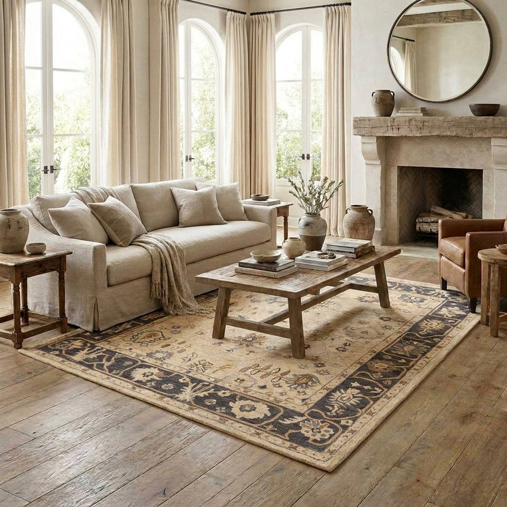 LR Home Brisbane Rug — Cream / Charcoal