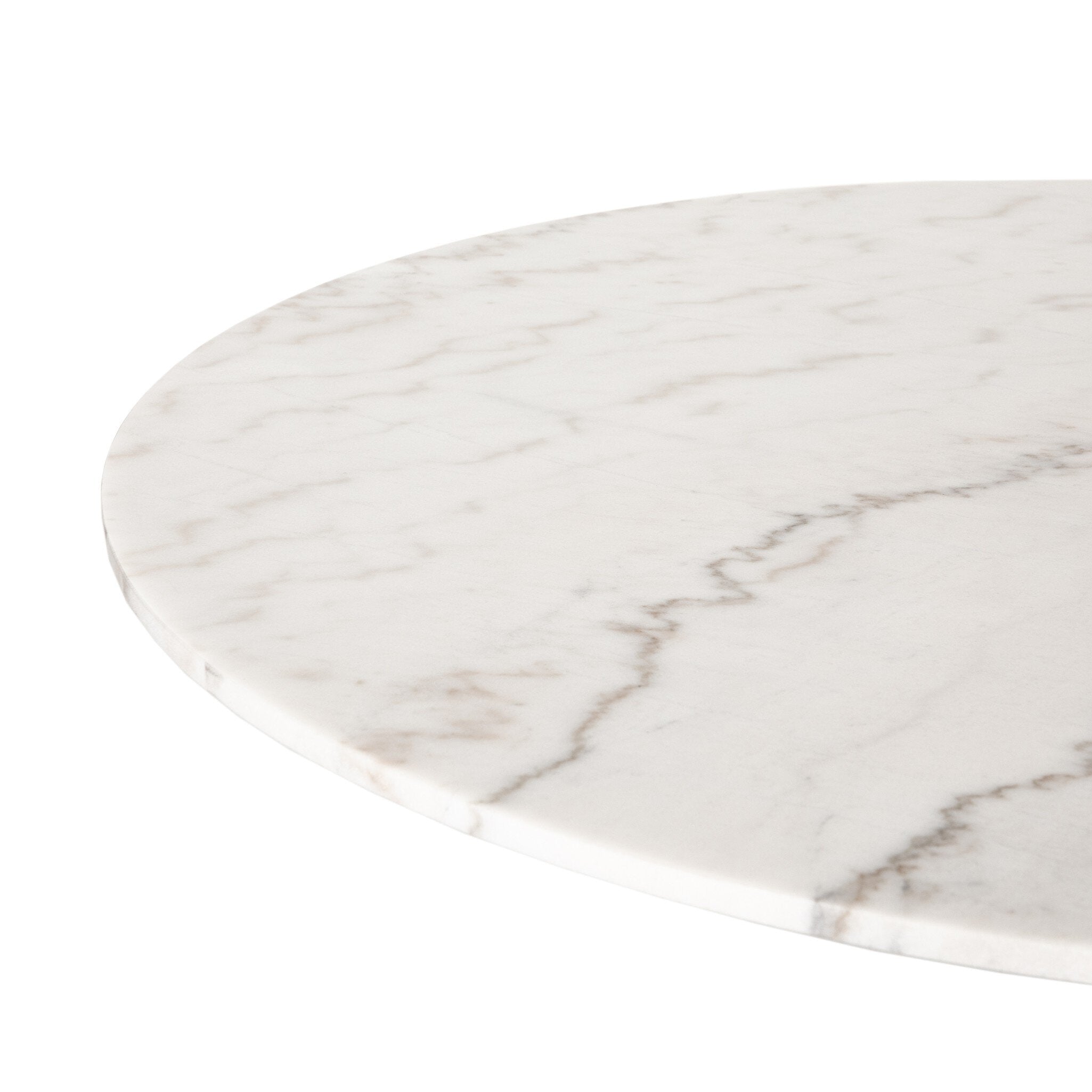 Four Hands Powell Dining Table — White Marble-Weathered Ash-Dark Rustic Black