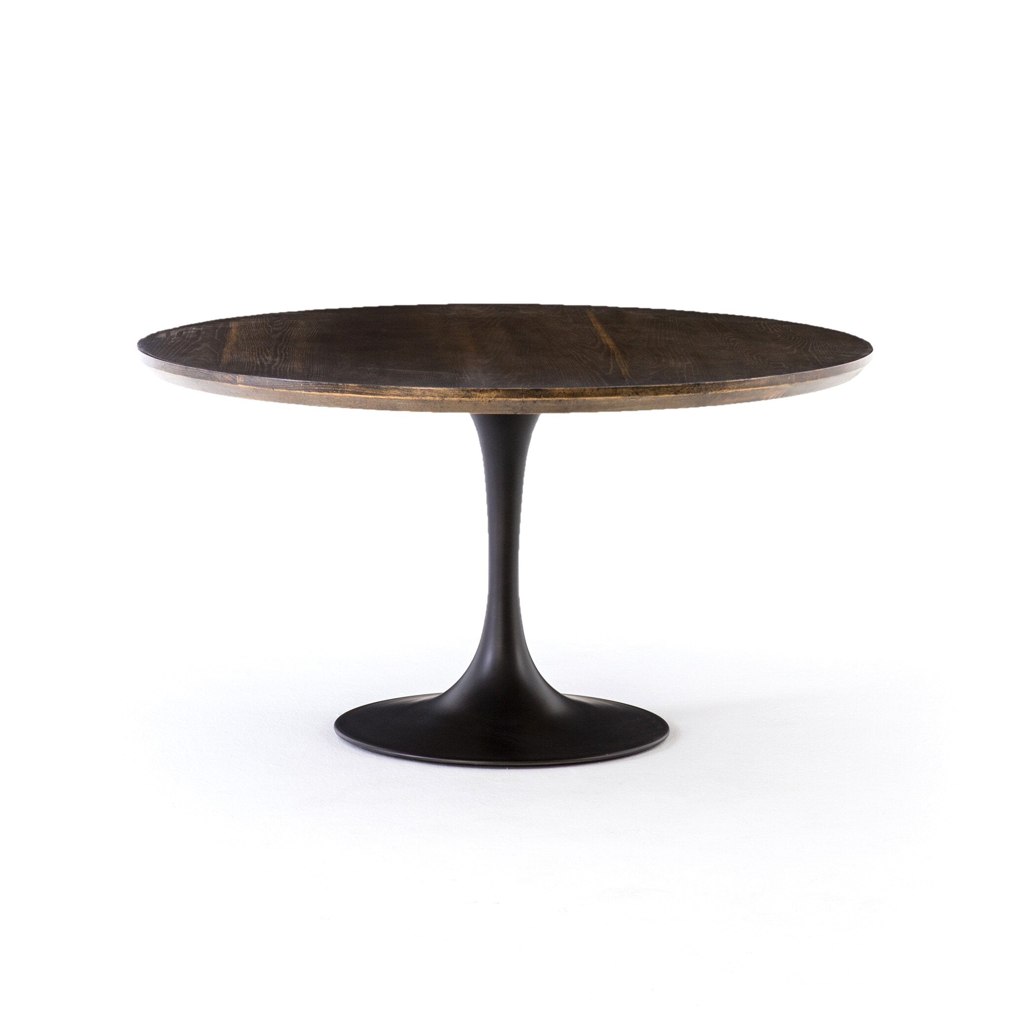 Four Hands Powell Dining Table — English Brown Oak Veneer-English Brown Oak-Dark Rustic Black