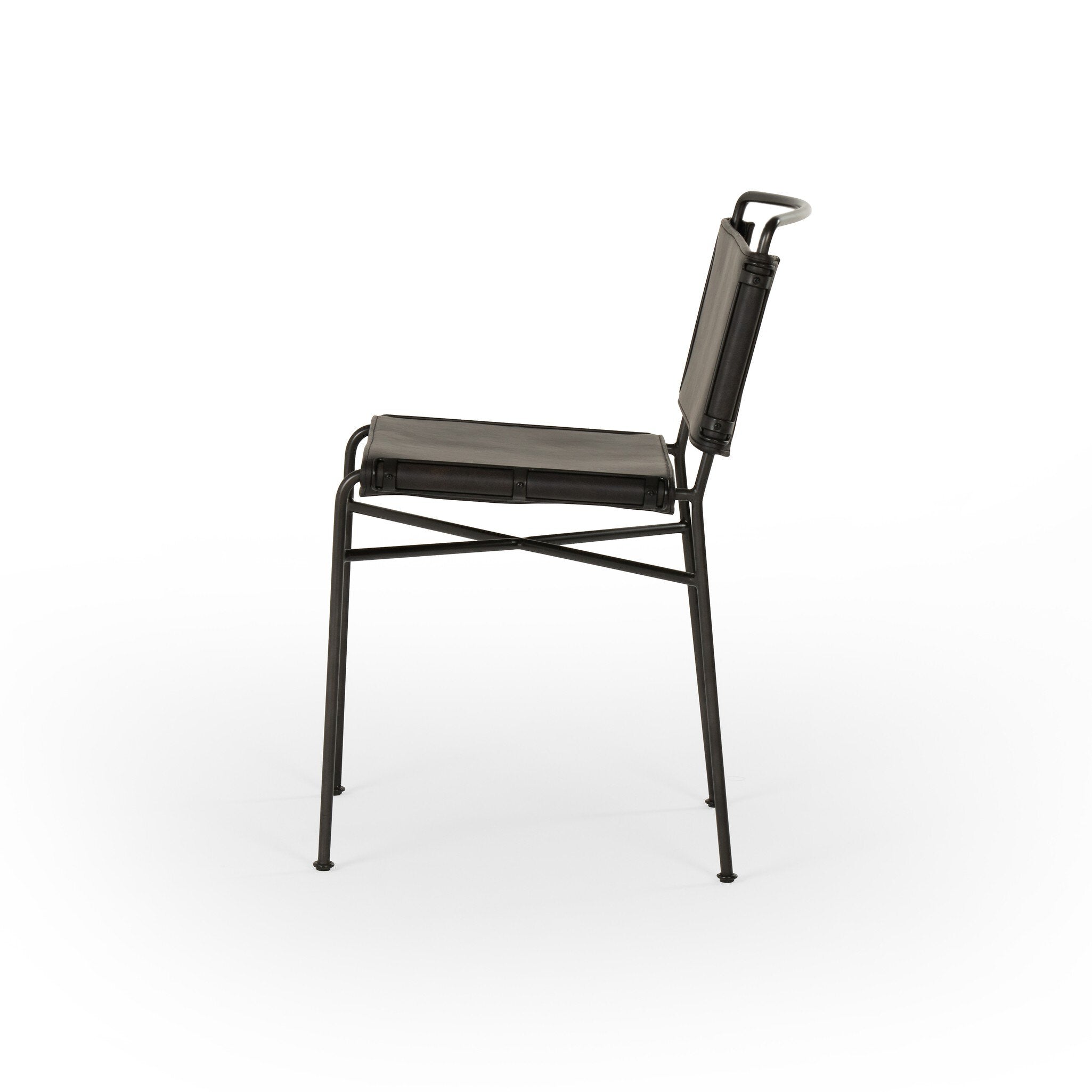 Four Hands Wharton Dining Chair — Distressed Black-Waxed Black