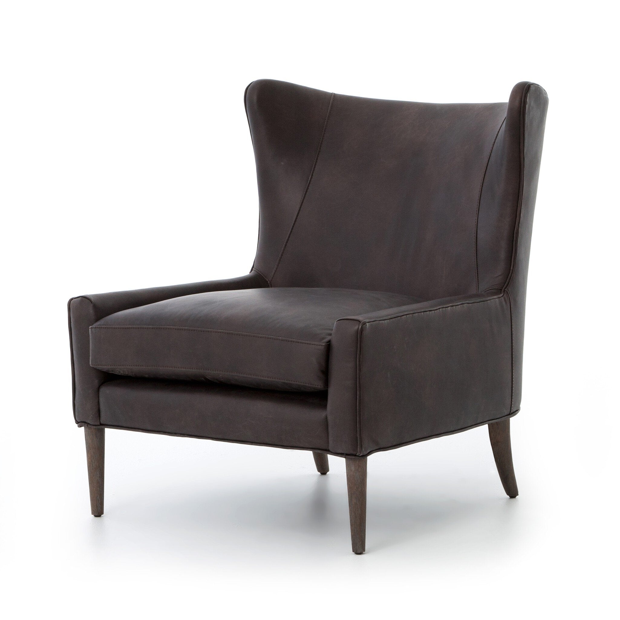 Four Hands Marlow Wing Chair — Vintage Black-Vintage Brown