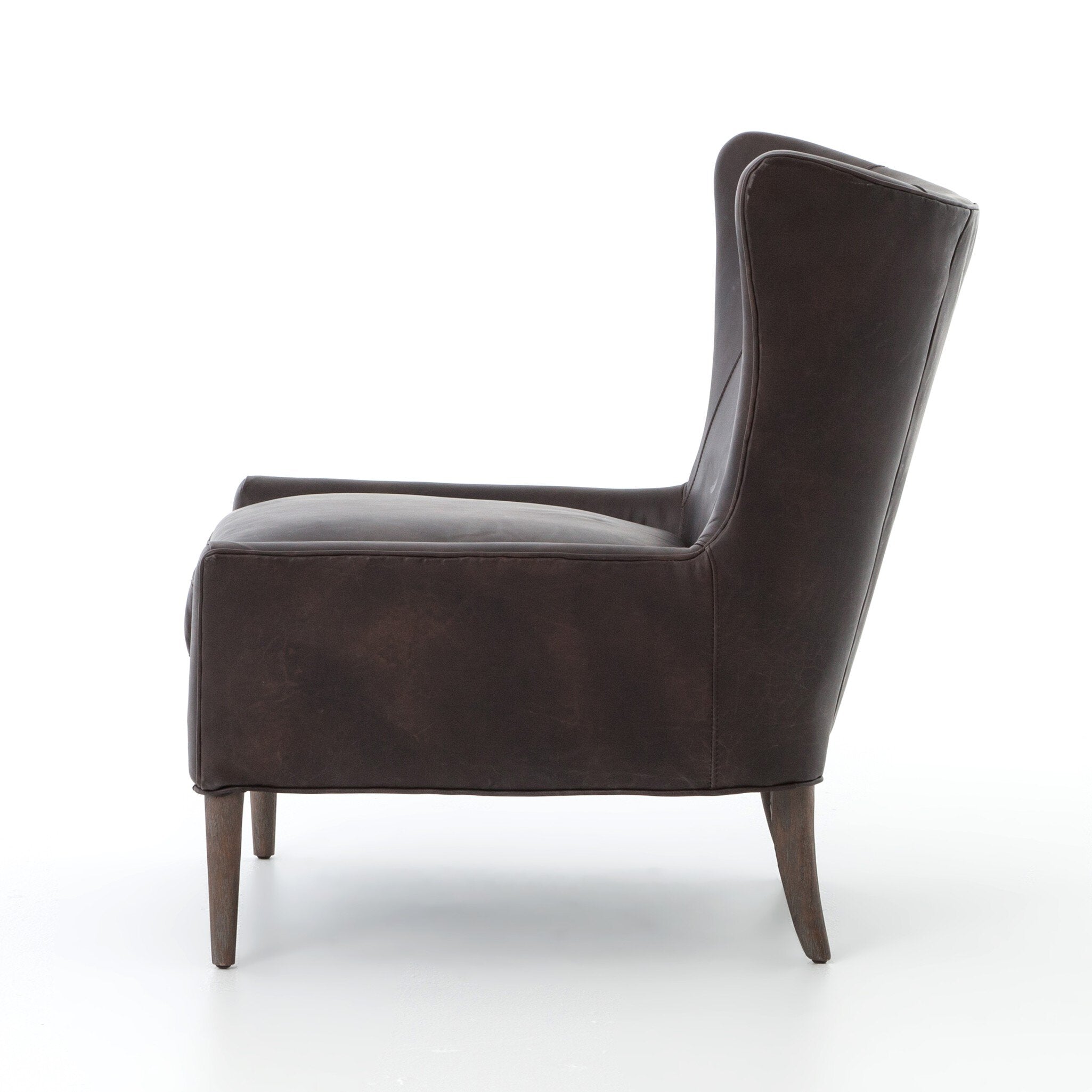 Four Hands Marlow Wing Chair — Vintage Black-Vintage Brown