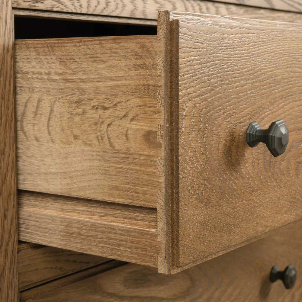 Side hung center guided drawer stickley