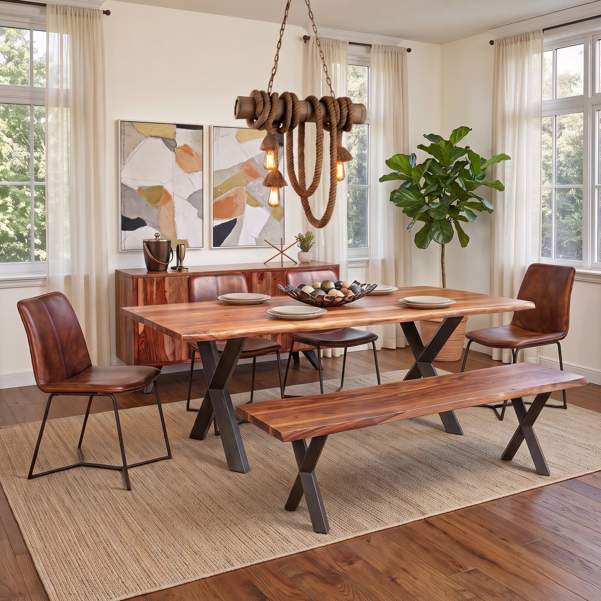 Home Trends & Design Brisbane 80" Dining Table — Natural Sheesham
