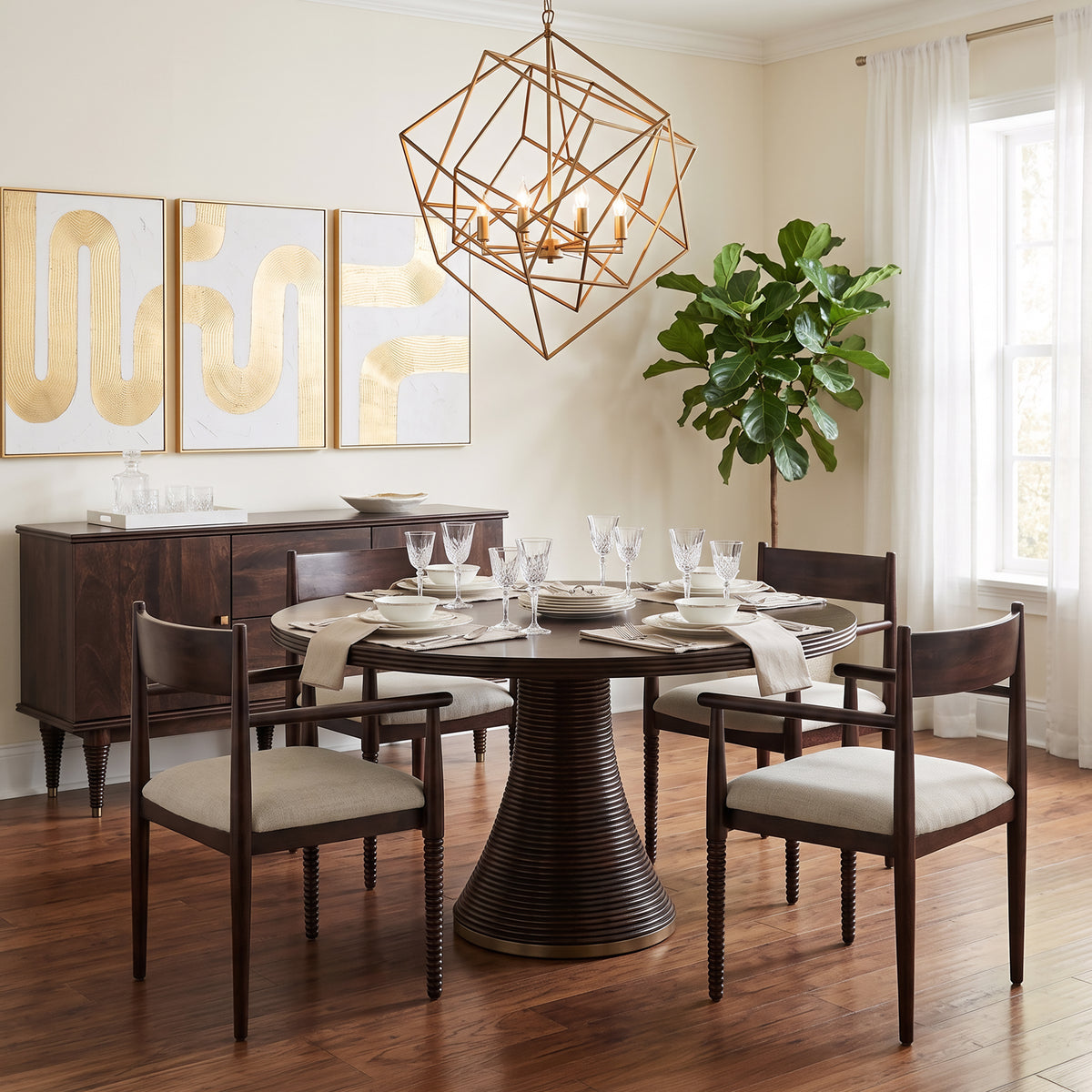 Home Trends & Design Bijou 54" Round Dining Table — Dark Sienna