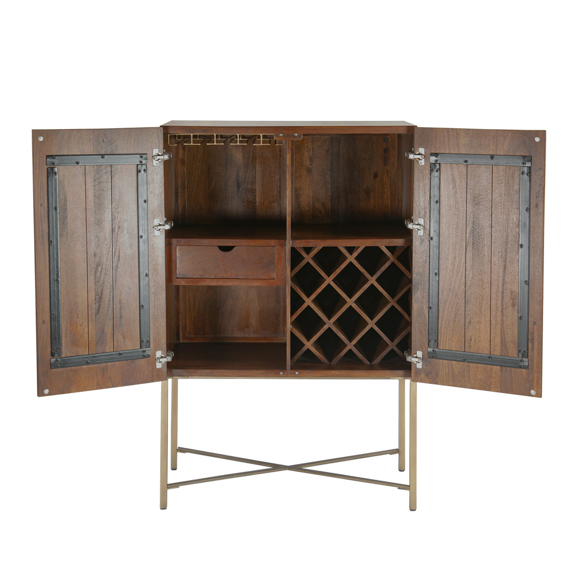 Home Trends Direct Cosmopolitan 39" Bar Cabinet — Honey Brown